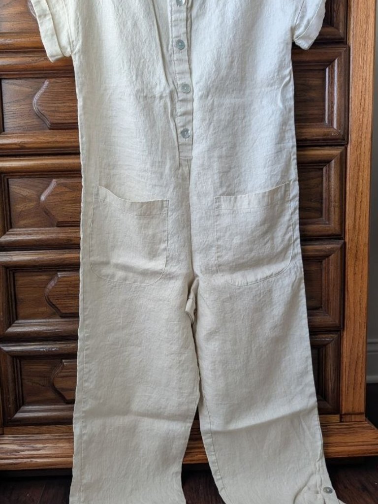 Little Lies 100% Linen Jumpsuit / Romper- Size Xs Beige Minimalist Summer